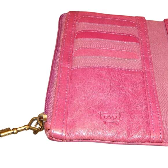 Rare Vintage Soft Red Leather "Long Live Vintage" Imprinted Fossil Wallet - Picture 8 of 12